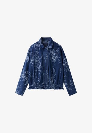 Stradivarius, FLORAL JACQUARD JACKET - Veste en jean - mottled dark blue