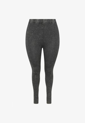 Leggings neri a vita alta con effetto acid wash, silhouette aderente e cintura elastica.