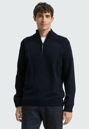 PULLOVER TROYER MIT-DETAILS - Jumper - knitted navy melange