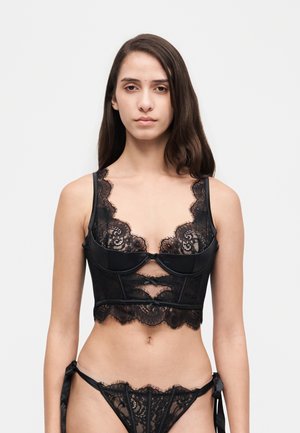 Hunkemöller, SYLVIA PLUNGE UP LL - Corset - caviar