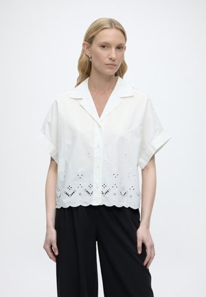 Marc O'Polo DENIM SHORTSLEEVE BLOUSE - Skjortebluser - silky white