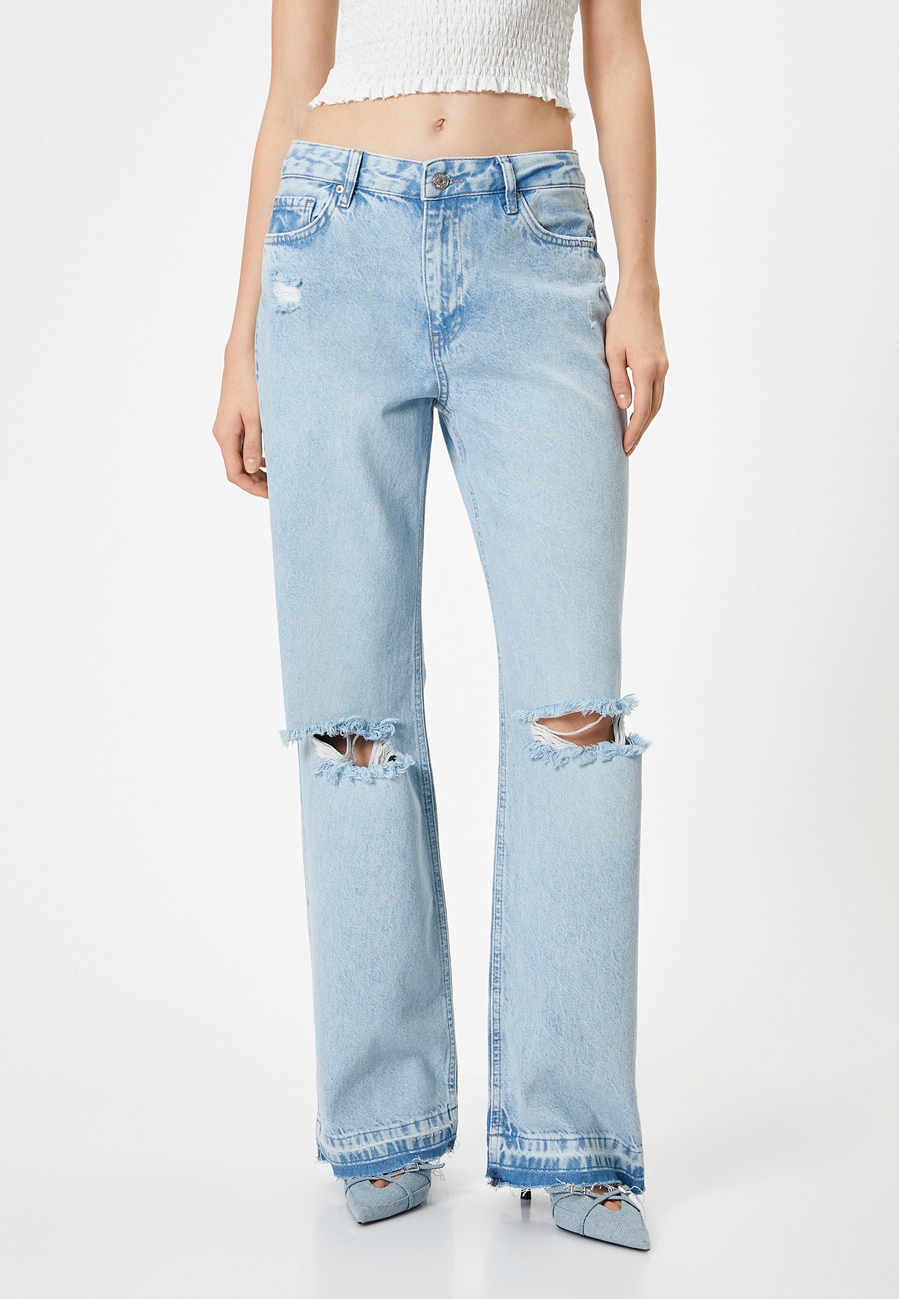 Koton WIDE LEG Jeans a zampa light blue/celeste