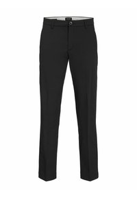 Sorte skrædderbukser med slim fit, med lynlås og knappelukning samt sidelommer. Lavet af et glat, let materiale.