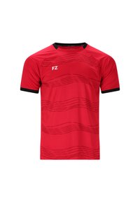 Punainen urheilupaita mustilla yksityiskohdilla, jossa on aalto-kuvio ja "FZ"-logo edessä. Valmistettu kevyestä, hengittävästä materiaalista.