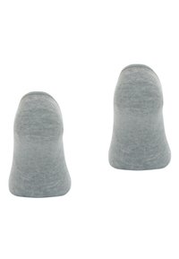 Chaussettes de cheville grises avec une texture lisse, un design sans couture au niveau des orteils et une forme courbée pour un ajustement confortable. Convient pour une utilisation décontractée.