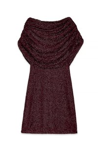 Bordová textúrovaná šatka s drapériou, jemný materiál a jemné strieborné vlákna tkané po celom povrchu pre delikátne vzory.