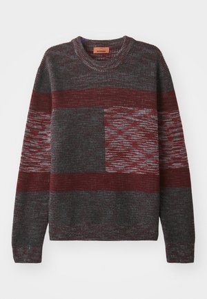 CREWNECK SWEATER - Jumper - grey/burgundy