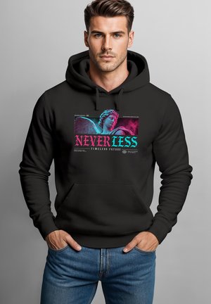 Neverless, HOODIE HERREN PRINT - TIMELESS FUTURE - KAPUZENSWEATSHIRT - Hoodie - schwarz