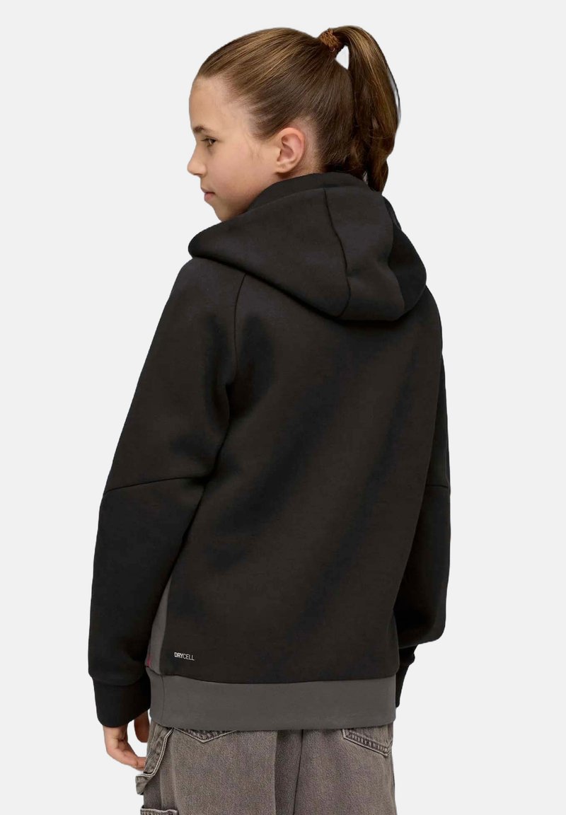 Zwarte hoodie met een ruime pasvorm en een grote capuchon. Gemaakt van zachte stof, met een grijze onderband en DRYCELL-logo.