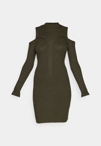 COLD SHOULDER BODICE NECKLINE MINI BODZCON DRESS  - Haljina s naramenicama - khaki