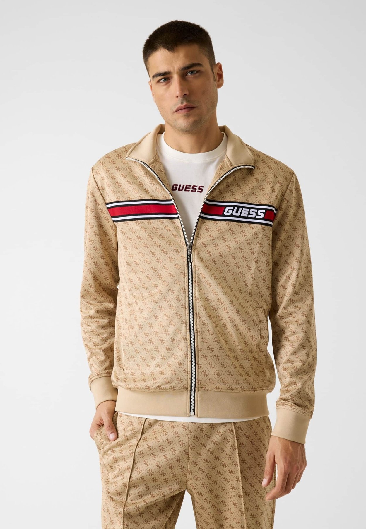 Guess Sudadera con Cremallera - Beige
