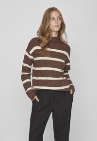 VILA VIRIL MOCK NECK  - Strickpullover - shaved chocolate
