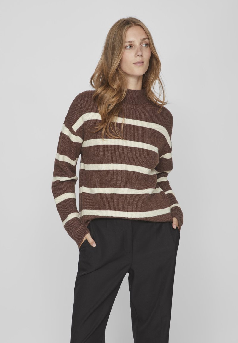 VILA VIRIL MOCK NECK  - Strickpullover - shaved chocolate