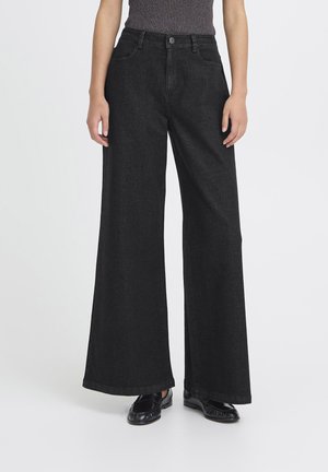 IHBRAIDY - Flared jeans - washed black
