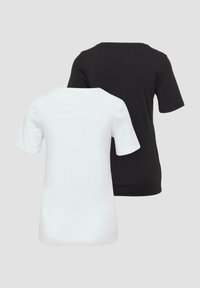 Kurzarm-T-Shirts in Schwarz und Weiß, aus Baumwolle. Mit Rundhalsausschnitt und glatter Textur. Einfaches, klassisches Design.