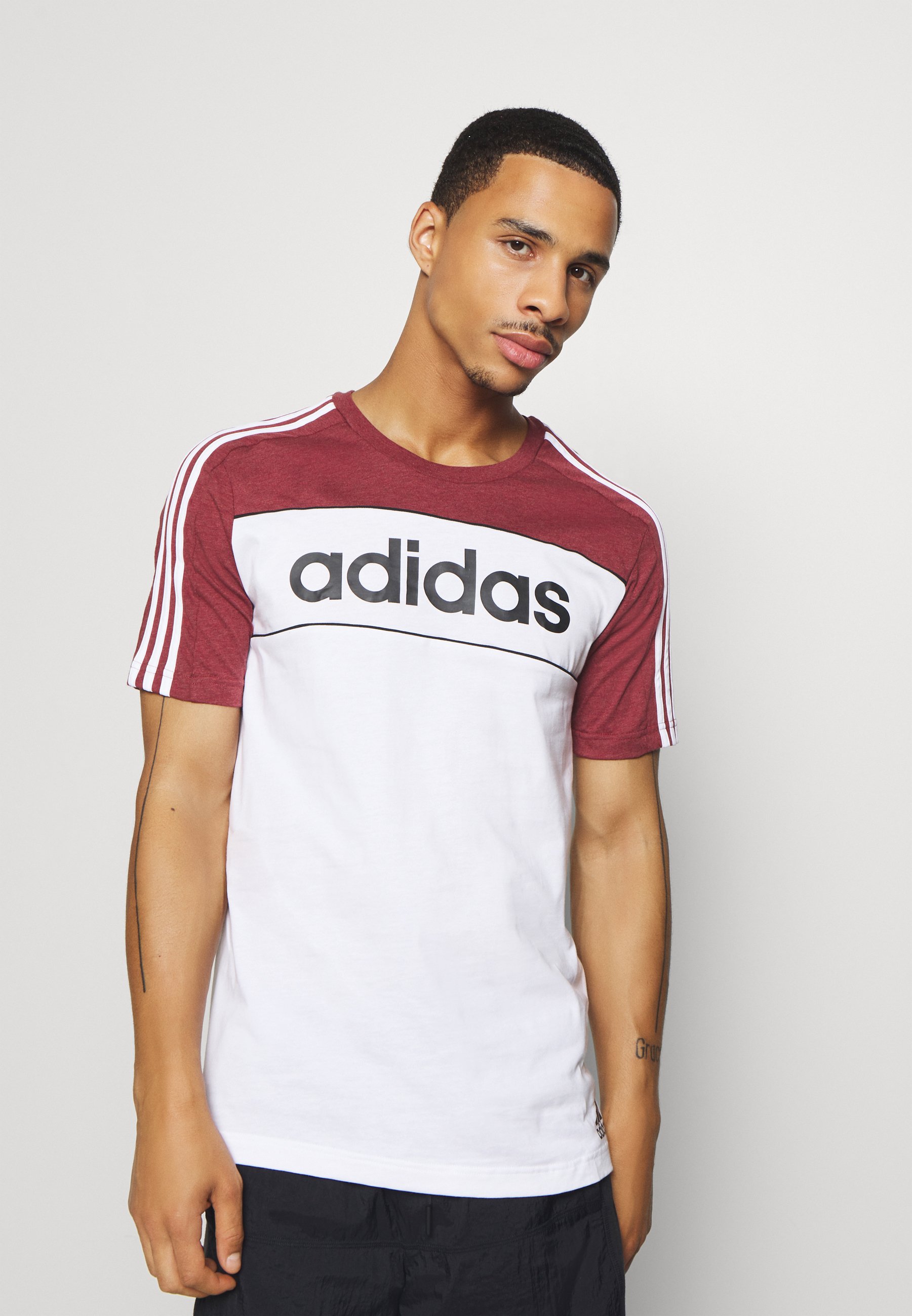 adidas Performance ESSENTIALS TRAINING SPORTS SHORT SLEEVE Adidas ESSENTIAL LIN T Shirt Herren medium grey heather im