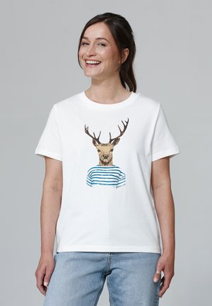 HIRSCH - T-shirt print - off white