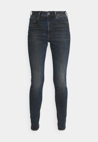 Mörkblå slim fit-jeans i denim, med en klassisk femficksdesign och subtila blekningar, med dragkedja och bältesöglor.