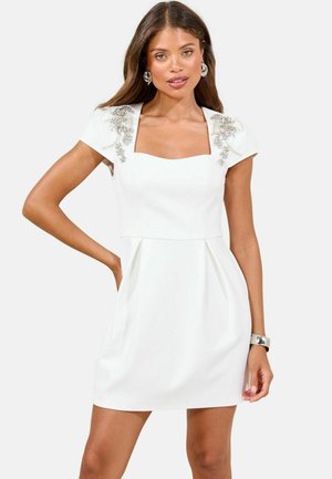 PETITE FIT - CRYSTAL TRIM EMBELLISHED LANTERN - Day dress - white