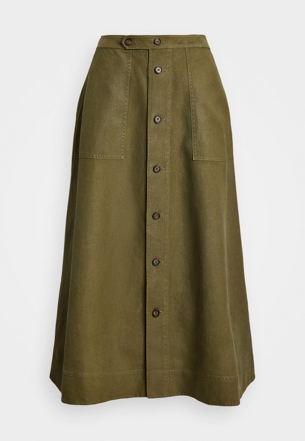 HEMP A LINE MIDI SKIRT - A-line skirt - basic olive4