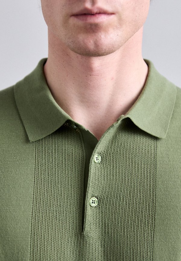 REYMOND SOLID STRIPE - Polo shirt - olivine3