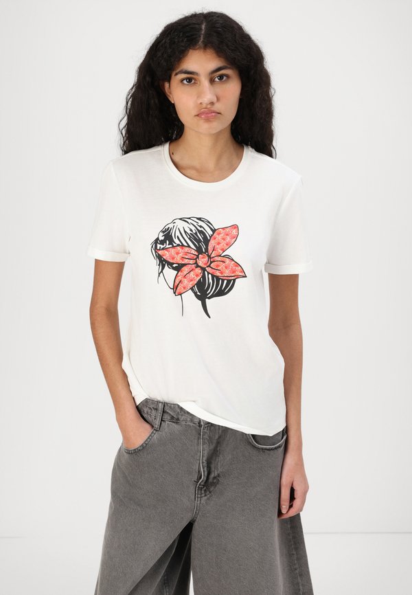 ONLCARRIE BOW - Print T-shirt - cloud dancer2
