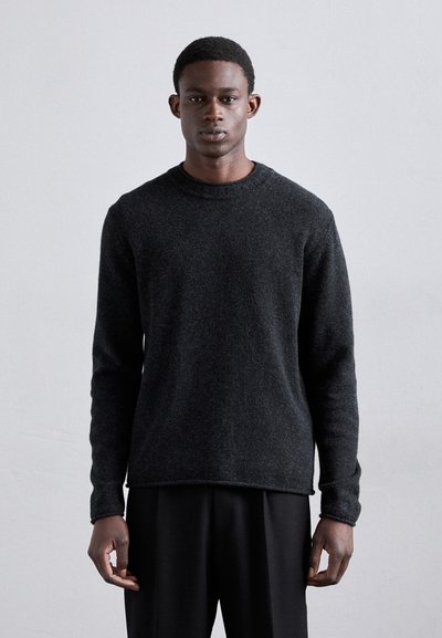 Filippa K ROLLED HEM - Striktrøje - anthracite melange