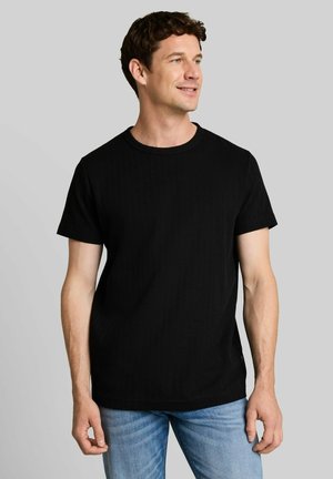 TOM TAILOR, TOM TAILOR T-SHIRT T-SHIRT MIT WAFFELSTRUKTUR - T-shirt basique - black