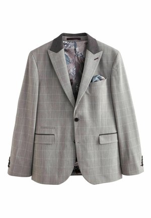 SLIM FIT TRIMMED CHECK - Anzugsakko - taupe brown
