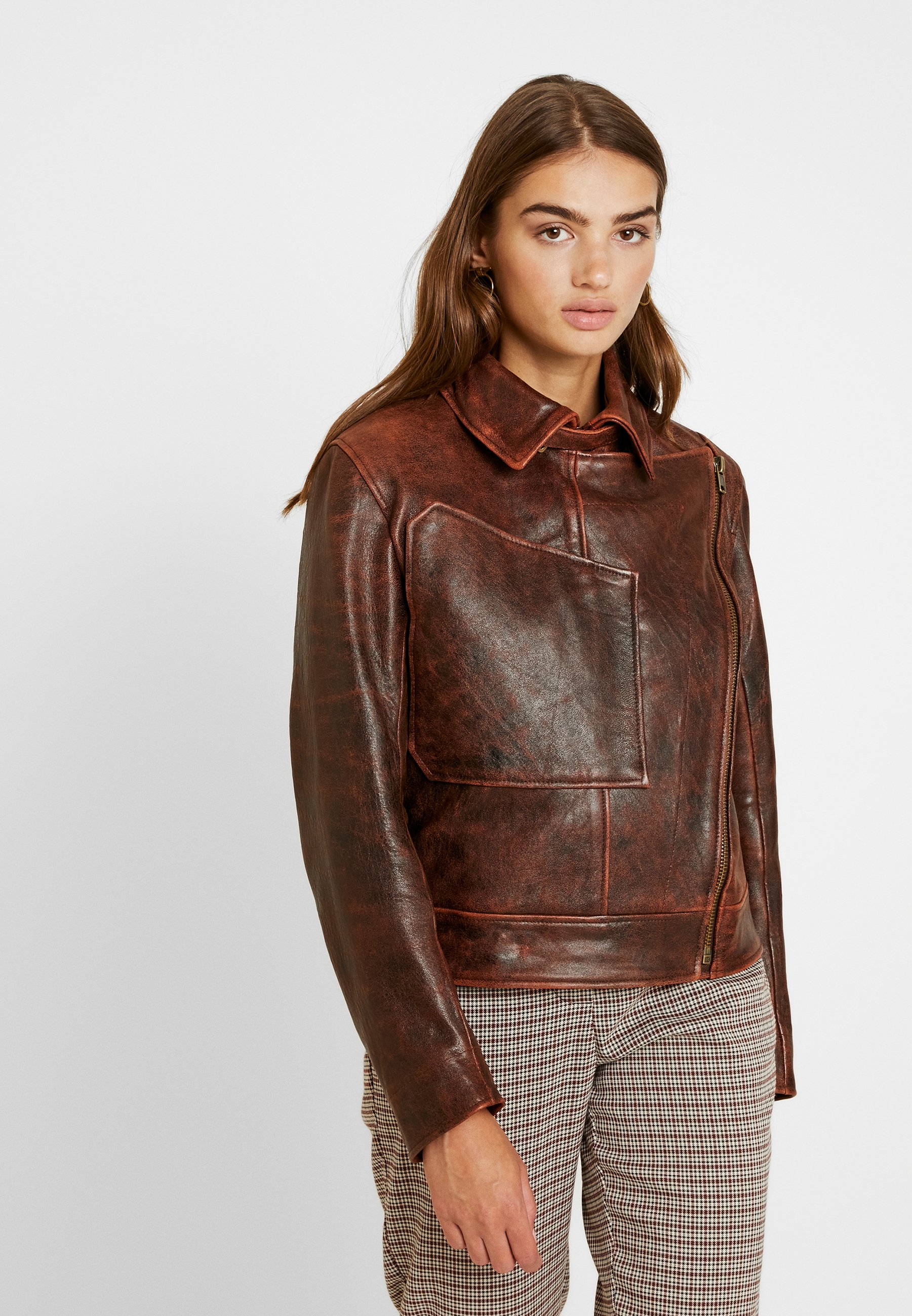 AVIATOR JACKET Leren jas brown AVIATOR JACKET Leren jas brown