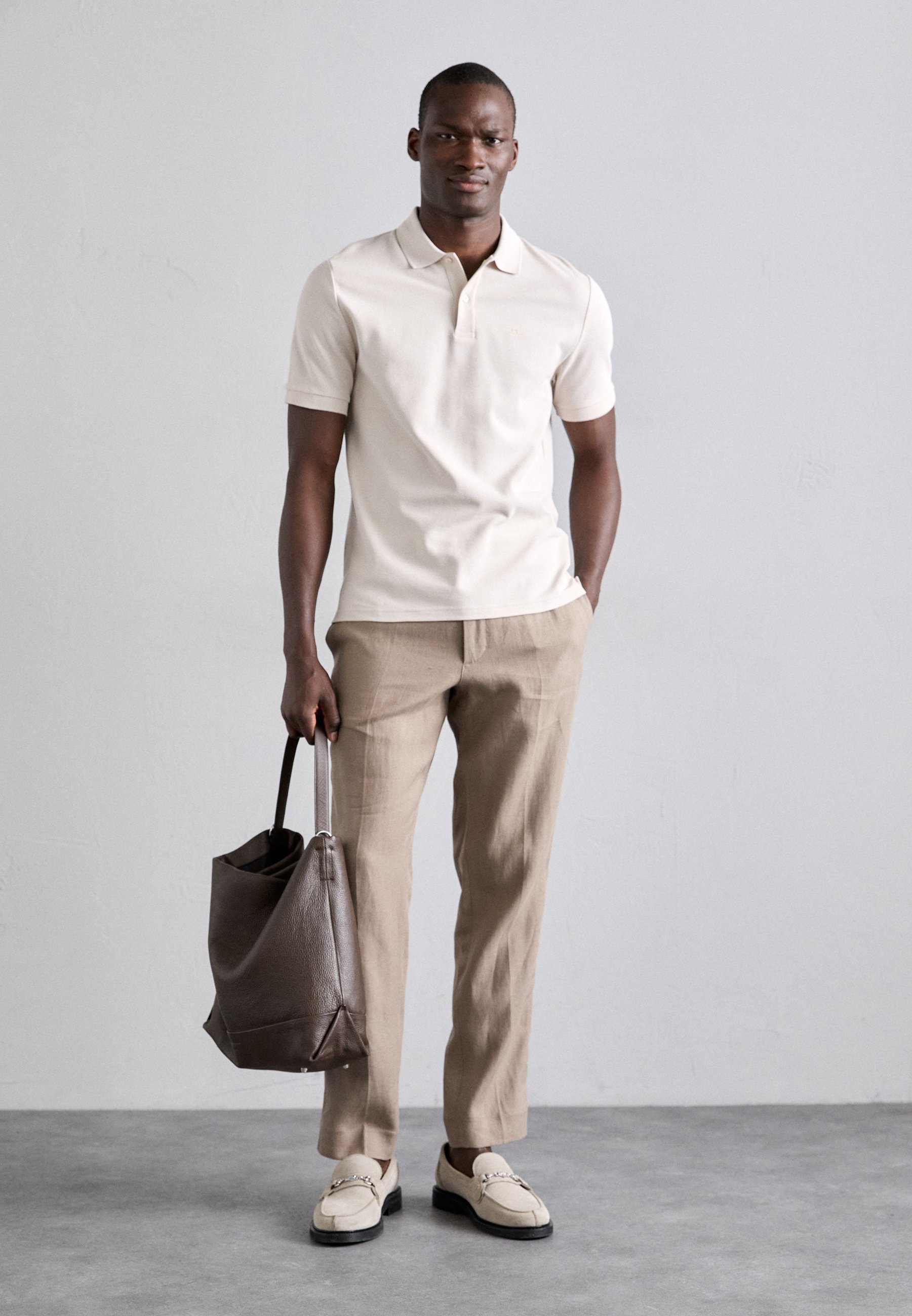 J.LINDEBERG SOREN DRAPE PANTS - Trousers - sepia tint/brown
