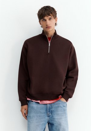 PULL&BEAR, QUARTER-ZIP - SWEATSHIRT - Sweatshirt - brown