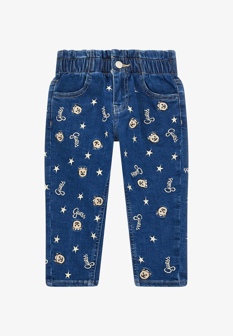 Guess STICKEREI - Slimfit džínsy - blau