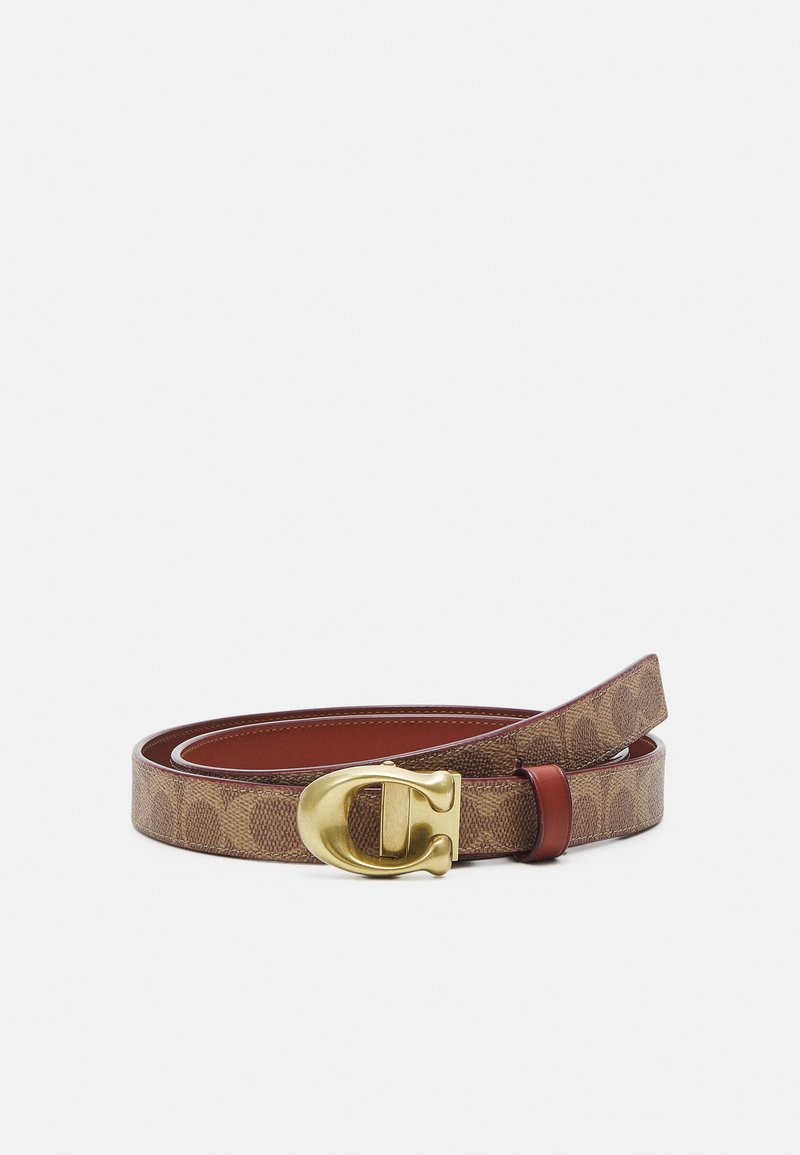 COACH SCULPTED REVERSIBLE SIGNATURE BELT - Gürtel - tan/rust