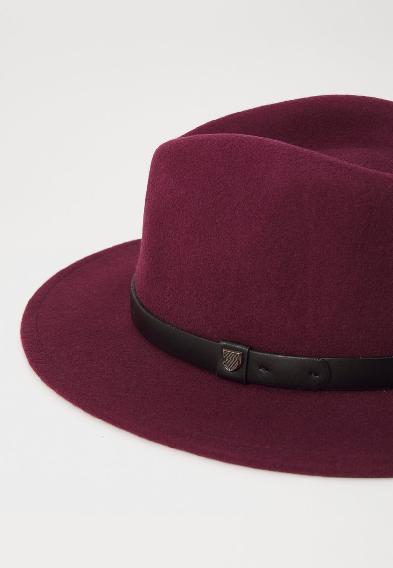 Brixton Wide-Brim Fedora in Burgundy with Dark Band Brixton Maya Fedora Hat Wmn - burgundy (dark brick) main image 4