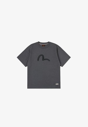 Evisu, T-SHIRT SEAGULL PRINTED METAL STUDS - T-shirt con stampa - charcoal