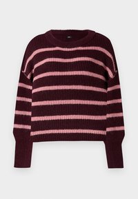 ONLMALLY LIFE DETAIL O NECK - Strikkegenser - winetasting/sea pink melange