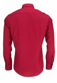 Rode longsleeve shirt met een puntige kraag, knoopmanchetten, fitted pasvorm en een gladde textuur. Geen zichtbare branding of patronen.