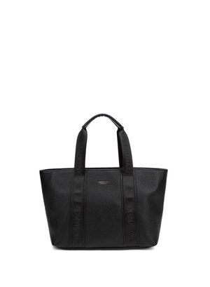 Borsa tote in pelle nera con due spallacci da spalla con la scritta in rilievo "DIANA&CO" e un piccolo logo del marchio in argento al centro della parte anteriore.