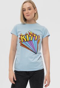 Paradiso Clothing KISS VINTAGE STARS LOGO SKINNY  - Print T-shirt - light blue
