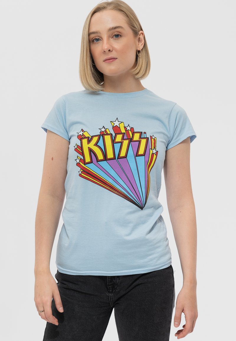 Paradiso Clothing KISS VINTAGE STARS LOGO SKINNY - Print T-shirt - light blue