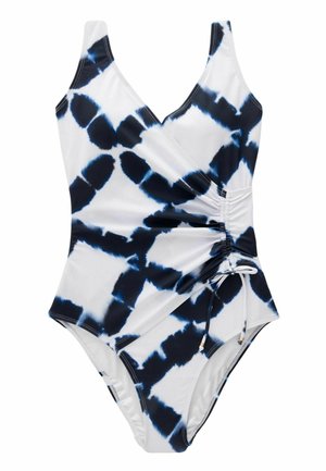 RUCHED SIDE TUMMY CONTROL - Uimapuku - white blue tie dye