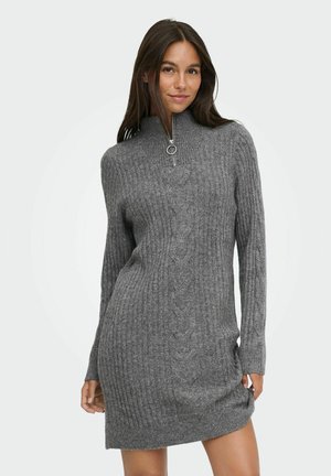 JDY, KNITTED DRESS JDYANDREA SHORT DRESS - Robe pull - medium grey melange