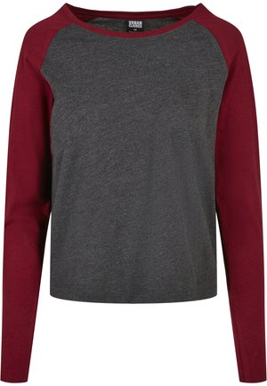 Urban Classics LADIES CONTRAST RAGLAN LONGSLEEVE - Langarmshirt - charcoal/burgundy