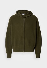BOXY HOODIE - Chaqueta de punto - dark khaki green