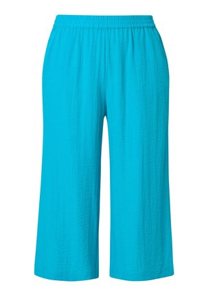 Lyse turkis vidde bukser med elastisk talje, letvægtsstof og en afslappet pasform.