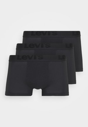 Tre paia di boxer neri con una texture morbida e una cintura elastica che presenta il logo "Levi's" in nero.