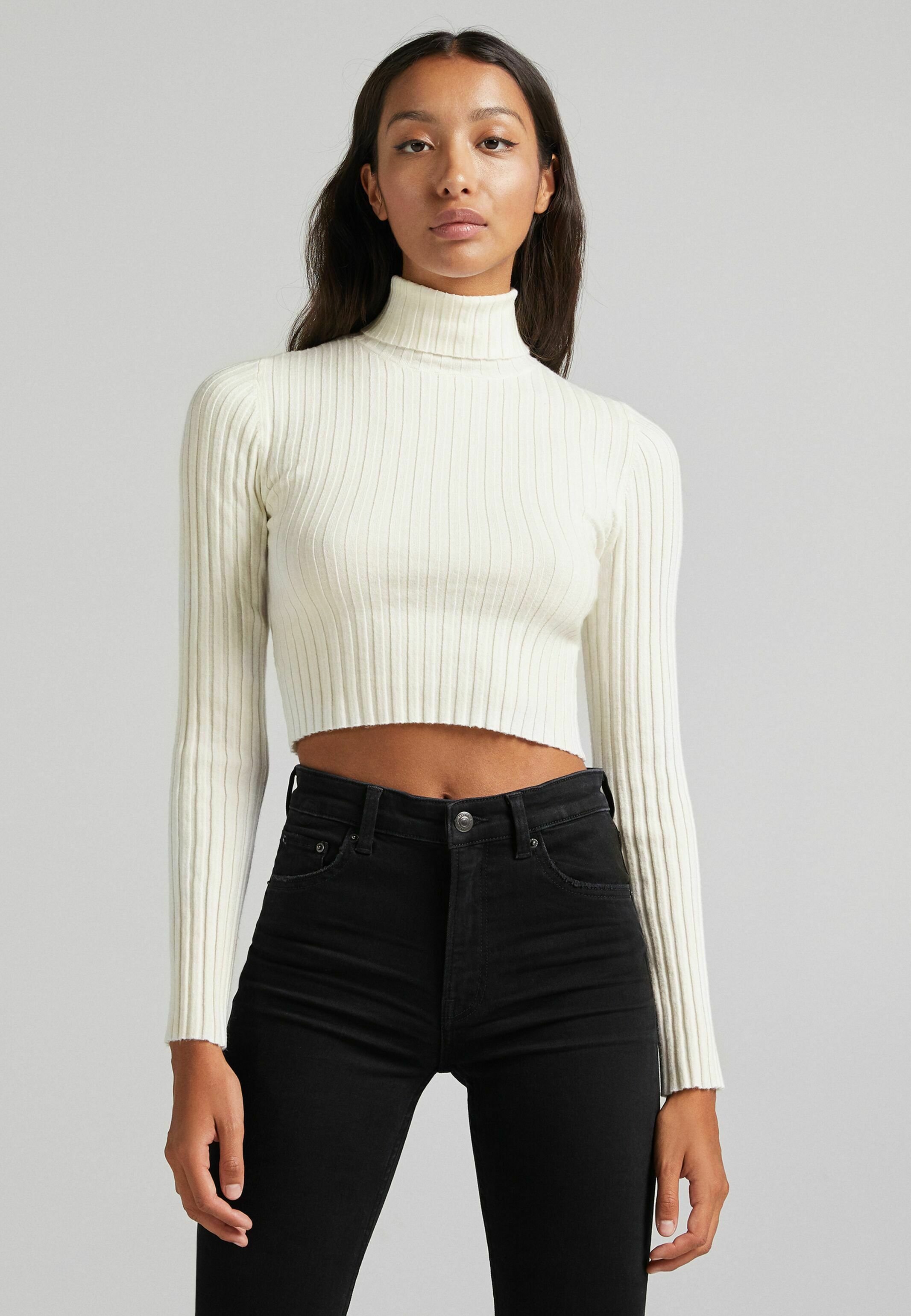 bershka white long sleeve top
