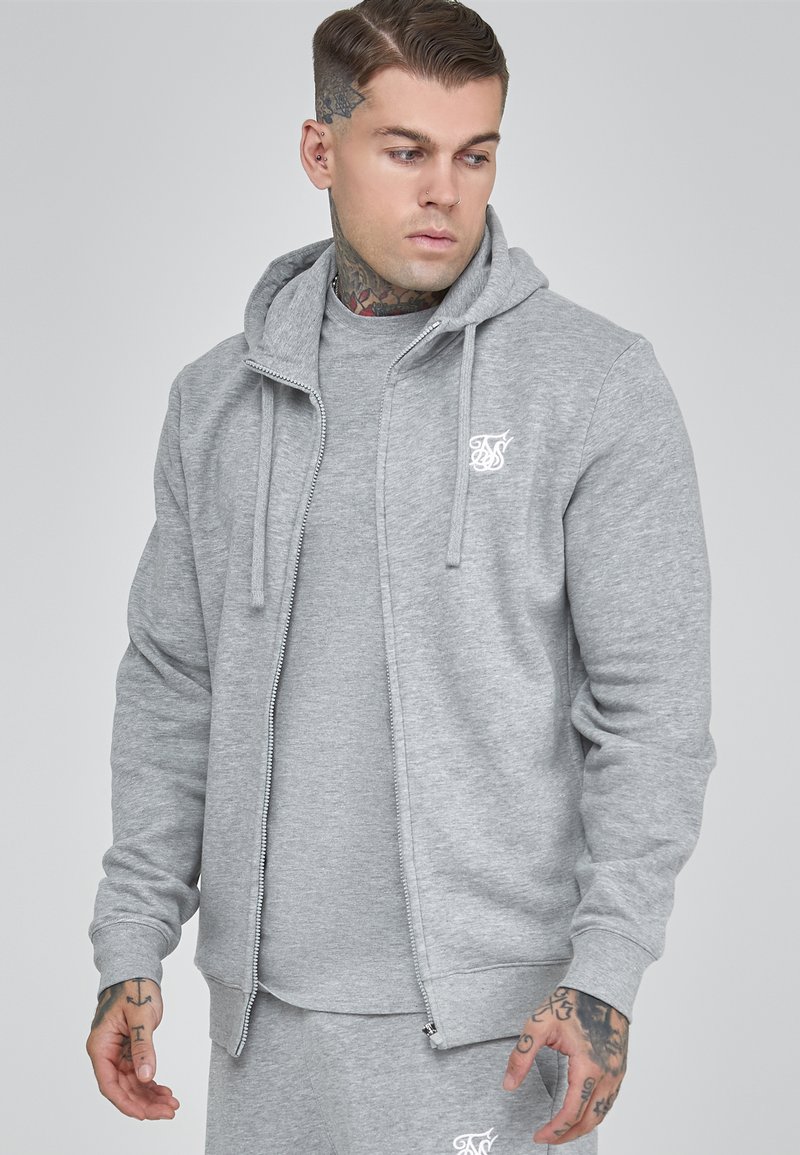 SIKSILK ESSENTIALS - Felpa con zip - grey marl