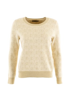 Maglione beige con un motivo testurizzato di Z, collo a girocotolo a coste e polsini. Tessuto morbido con una vestibilità comoda e orlo leggermente elastico.